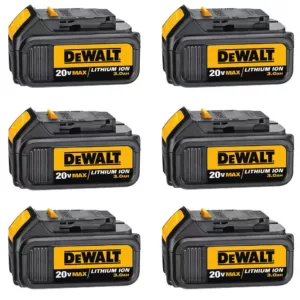 DEWALT 20-Volt MAX Premium Lithium-Ion 3.0Ah Battery Pack (6-Pack)