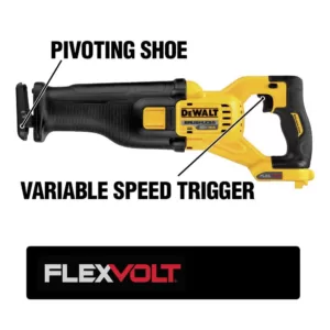 DEWALT FLEXVOLT 60-Volt MAX Cordless Brushless Reciprocating Saw with (1) FLEXVOLT 6.0Ah Battery