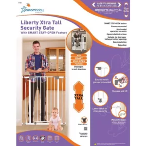 Dreambaby 36.5 in. H Liberty Extra Tall Auto Close with Stay Open Feature Security Gate
