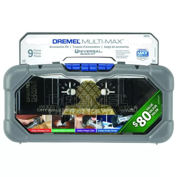 Dremel Multi-Max Oscillating Tool Cutting and Variety Accessory Kit for Wood, Metal, and Drywall (9 Pieces)
