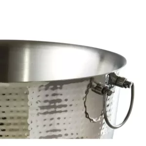 Elegance 5.75 Gal. Hammered Stainless Steel Party Tub with Double Wall Insulation and Carrying Handles