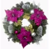 Fraser Hill Farm 24 in. Artificial Christmas Wreath with Faux Poinsettia Blooms, Ornaments, and Pinecones