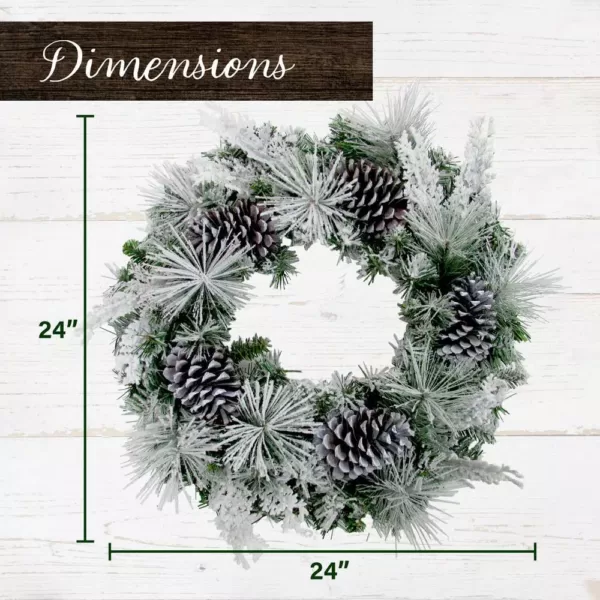 Fraser Hill Farm 24 in. Artificial Christmas Wreath with Oversized Pinecones
