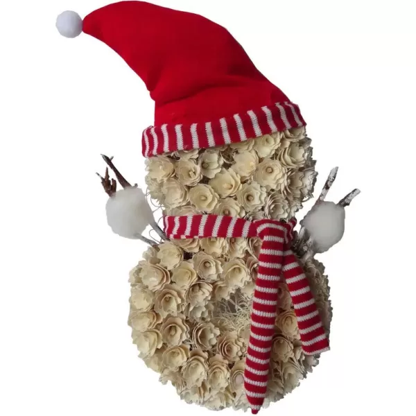Fraser Hill Farm 25 in. Artificial Christmas Snowman Wreath with Red Hat and Striped Scarf