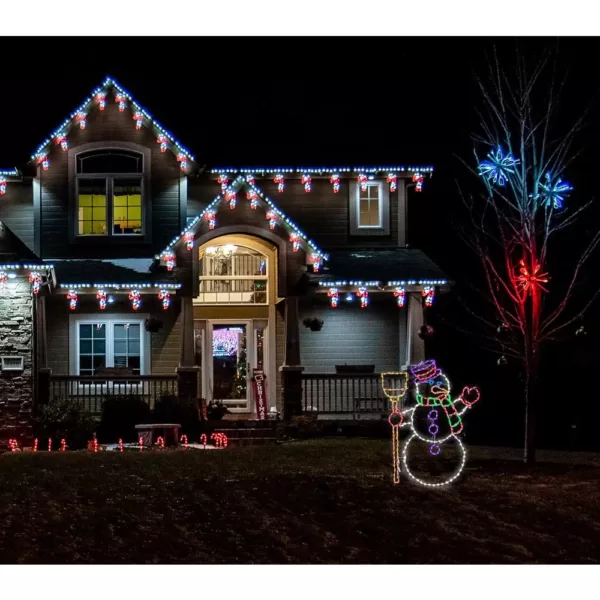 Fraser Hill Farm 57 in. Christmas Snowman Holding Broom with LED Lights