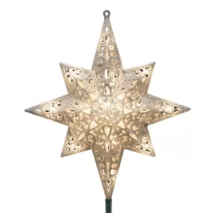 GE Holiday Classics 11 in. 16-Light Silver Glittered Bethlehem Star Tree Top