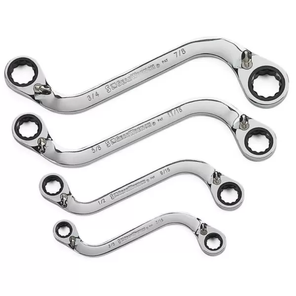 GEARWRENCH SAE S-Shape Reversible Double Box Ratcheting Wrench Set (4-Piece)