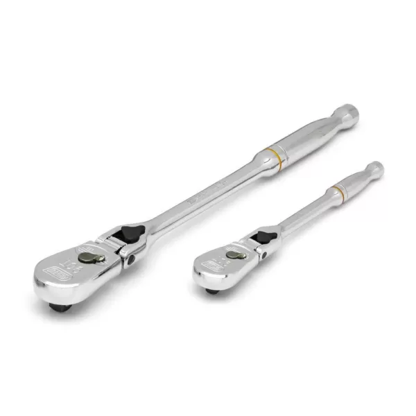 GEARWRENCH 1/4 in. and 3/8 in. Drive 90-Tooth Locking Flex Head Teardrop Ratchet Set (2-Pieces)