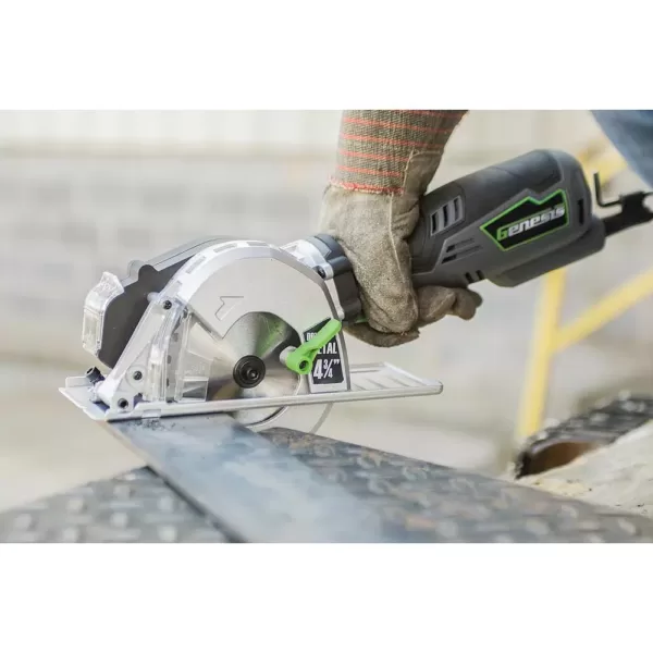 Genesis 5.8 Amp 4-3/4 in. Control Grip Metal Cutting Compact Circular Saw with Chip Collector and Metal Cutting Blade