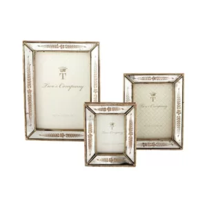 Two's Company Verona Gold Leaf Mirror Includes: 2 1/2 in. x 3 1/2 in. and 3 1/2 in. x 5 in. and 5 in. x 7 in. Picture Frame (Set of 3)