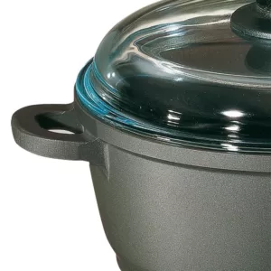 Berndes Tradition 4.5 qt. Round Cast Aluminum Nonstick Dutch Oven in Gray with Glass Lid