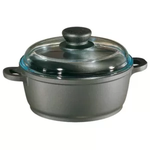 Berndes Tradition 7.5 qt. Round Cast Aluminum Nonstick Dutch Oven in Gray with Glass Lid