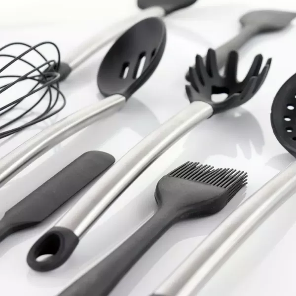 MegaChef Gray Silicone and Stainless Steel Cooking Utensils (Set of 14)