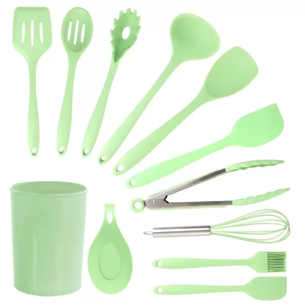 MegaChef Mint Green Silicone Cooking Utensils, (Set of 12)