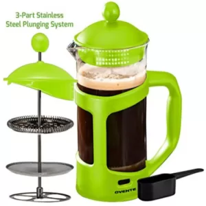 Ovente 8-Cup Green French Press Cafetire Heat-Resistant Borosilicate Glass Coffee and Tea Maker FREE Measuring Scoop