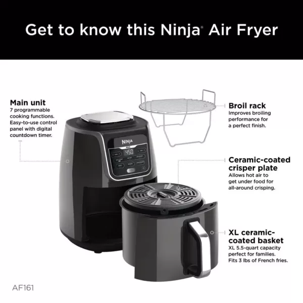 NINJA 5.5 Qt. Grey XL Ninja Air Fryer Max