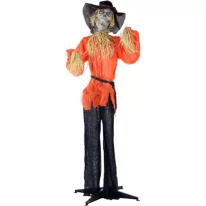 Haunted Hill Farm 5 ft. Animatronic Skeleton Scarecrow Halloween Prop