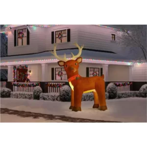 Home Accents Holiday 10.5 ft. Pre-Lit LED Giant-Sized Inflatable Fuzzy Standing Reindeer