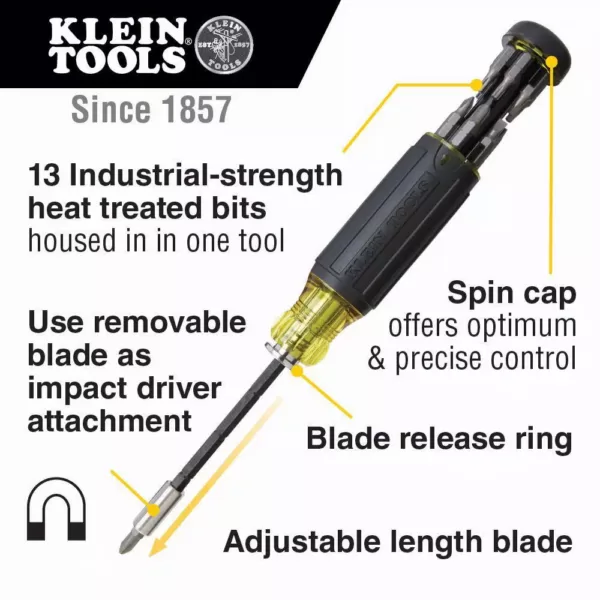 Klein Tools 14-in-1 Multi-Bit Adjustable Length Screwdriver