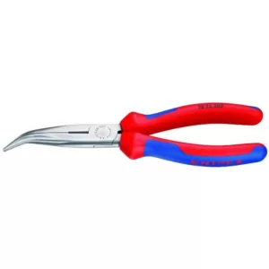 KNIPEX 8 in. Angled Long Nose Pliers with Cutter and Dual-Component Comfort Grips