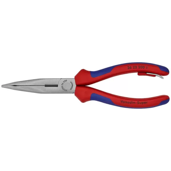 KNIPEX 8 in. Angled Long Nose Pliers with Side Cutter and Dual-Component Comfort GripsTether Attachment