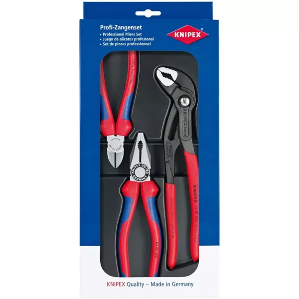 KNIPEX Pliers Set with Combination Diagonal and Cobra Pliers (3-Piece)