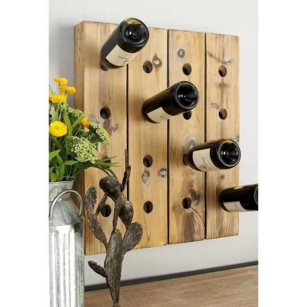 LITTON LANE 25 in. x 21 in. 16-Bottle Pegboard Rustic Reclaimed Wood Hanging Wine Rack