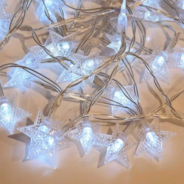 LUMABASE Battery Operated LED White String Lights - Star (Set of 2)