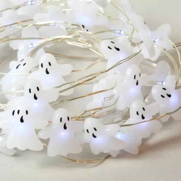 LUMABASE 8 ft. 40-Lights Battery Operated LED Mini String Lights with Halloween Ghost (Set of 2)