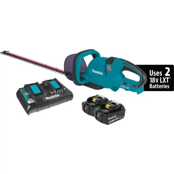 Makita 18-Volt X2 (36-Volt) LXT Lithium-Ion Cordless Hedge Trimmer Kit with Two 5.0 Ah Batteries and Charger