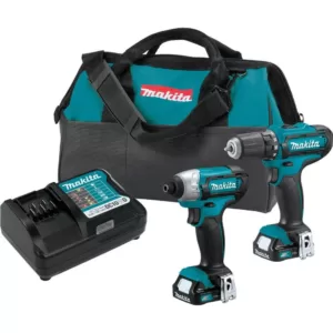 Makita 12-Volt MAX CXT Lithium-Ion Cordless 3/8 in. Drill and Impact Driver Combo Kit with (2) 1.5Ah Batteries Charger and Bag