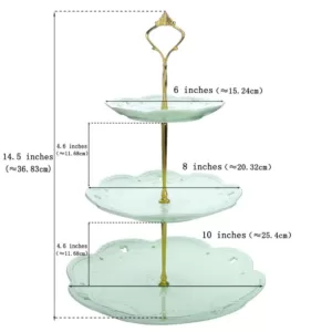 MALACASA 3-Tiered Green Cupcake Tower Stand Porcelain Round Tiered Serving Stand for Dessert Cake