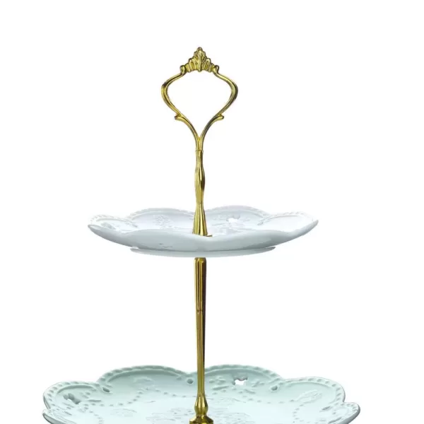 MALACASA 3-Tiered Assorted Colors Cupcake Tower Stand Porcelain Round Tiered Serving Stand