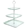 MALACASA 3-Tiered Green Cupcake Tower Stand Square Tiered Dessert Stand Serving Tray