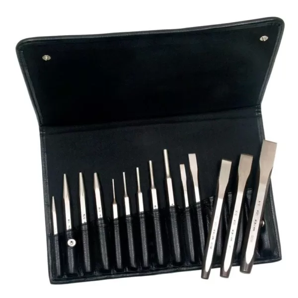 Mayhew Punch & Chisel Set and Leather Bag (14-Piece)