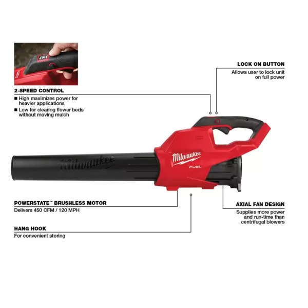 Milwaukee M18 FUEL 120 MPH 450 CFM 18-Volt Lithium-Ion Brushless Cordless Handheld Blower (Tool-Only)