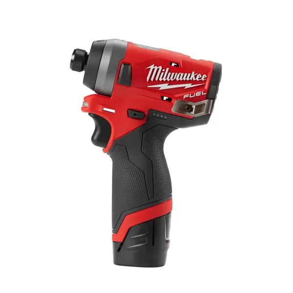 Milwaukee M12 FUEL 12-Volt Lithium-Ion Brushless Cordless 1/2 in. Ratchet & 1/4 in. Impact Combo with (1) 2.0Ah Battery & Charger