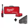 Milwaukee M12 FUEL 12-Volt Lithium-Ion Brushless Cordless 1/4 in. Extended Reach Ratchet Kit with Metric Ratcheting Wrench Set