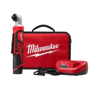Milwaukee M12 12-Volt Lithium-Ion Cordless 1/4 in. Right Angle Hex Impact Driver Kit W/(1) 1.5Ah Batteries, Charger & Case