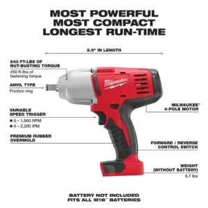 Milwaukee M18 18-Volt Lithium-Ion  Cordless 1/2 in. Impact Wrench W/ Friction Ring (Tool-Only)