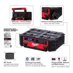 Milwaukee M18 Lithium-Ion Cordless PACKOUT Radio/Speaker with Built-In Charger w/PACKOUT 22 in. Rolling Tool Box & 16 Qt. Cooler