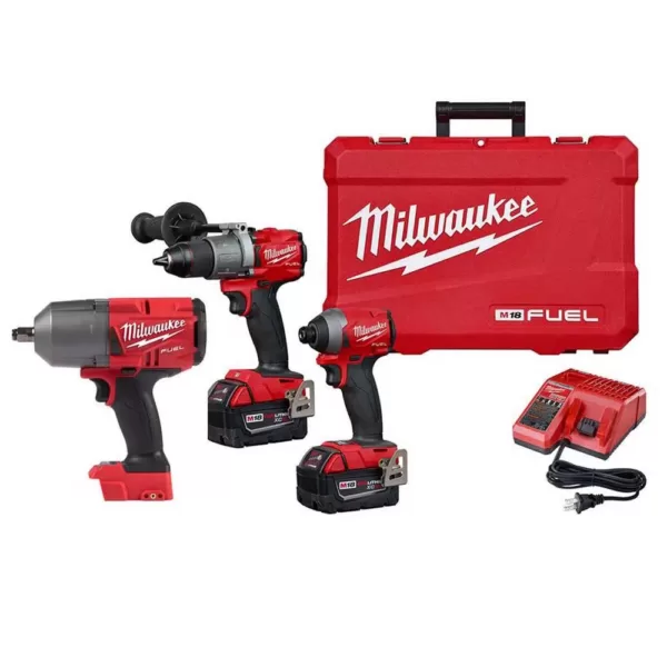 Milwaukee M18 FUEL 18-Volt Lithium-Ion Brushless Cordless Hammer Drill and Impact Driver Combo Kit (2-Tool) with Impact Wrench