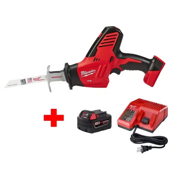 Milwaukee M18 18-Volt Lithium-Ion Cordless Hackzall Reciprocating Saw W/ M18 Starter Kit W/ (1) 5.0Ah Battery and Charger