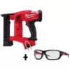 Milwaukee M18 FUEL 1/4 in. 18-Volt 18-Gauge Lithium-Ion Brushless Narrow Crown Stapler and Clear Performance Safety Glasses