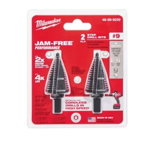 Milwaukee #9 x 7/8 in. and 1-1/8 in. Black Oxide Step Drill Bit (2-Pack)
