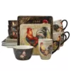 Certified International Gilded Rooster 16-Piece Traditional Multi-Colored Ceramic Dinnerware Set (Service for 4)