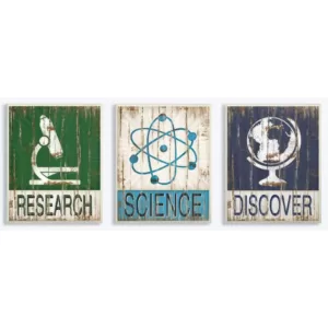 Stupell Industries 10 in. x 15 in. "Research Science Discover" by Jennifer Pugh Printed Wood Wall Art
