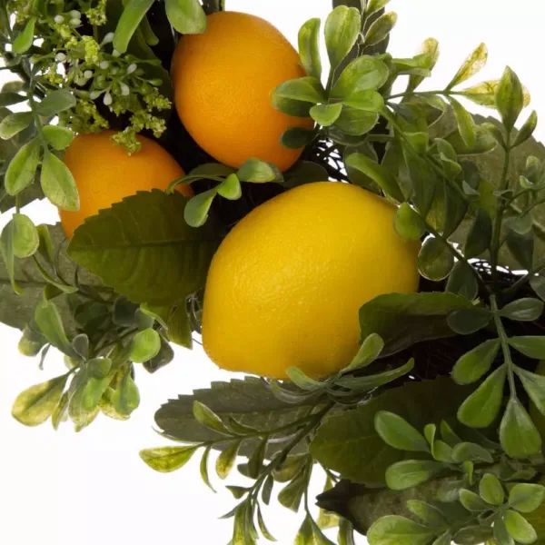 Glitzhome 22 in. D Artificial Greenery Lemon Wreath
