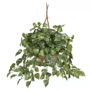 Nearly Natural Pothos Hanging Basket Silk Plant