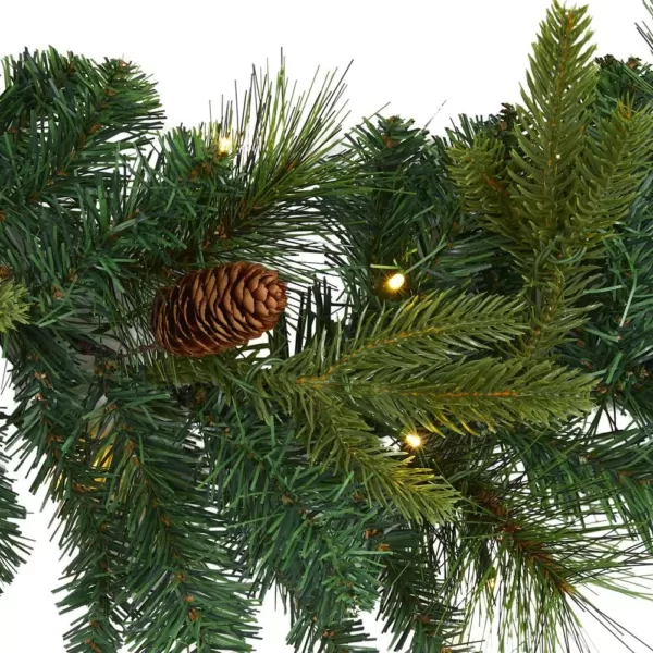Nearly Natural 6 ft. Battery Operated Pre-lit Mixed Pine and Pinecone Artificial Garland with 35 Clear LED Lights